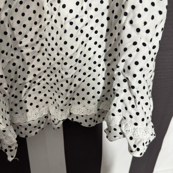 LIL LEMONS FOR LOVE & LEMONS Girls 7Y Polka Dot Dress Organic Cotton Lace Trim - Picture 2 of 7